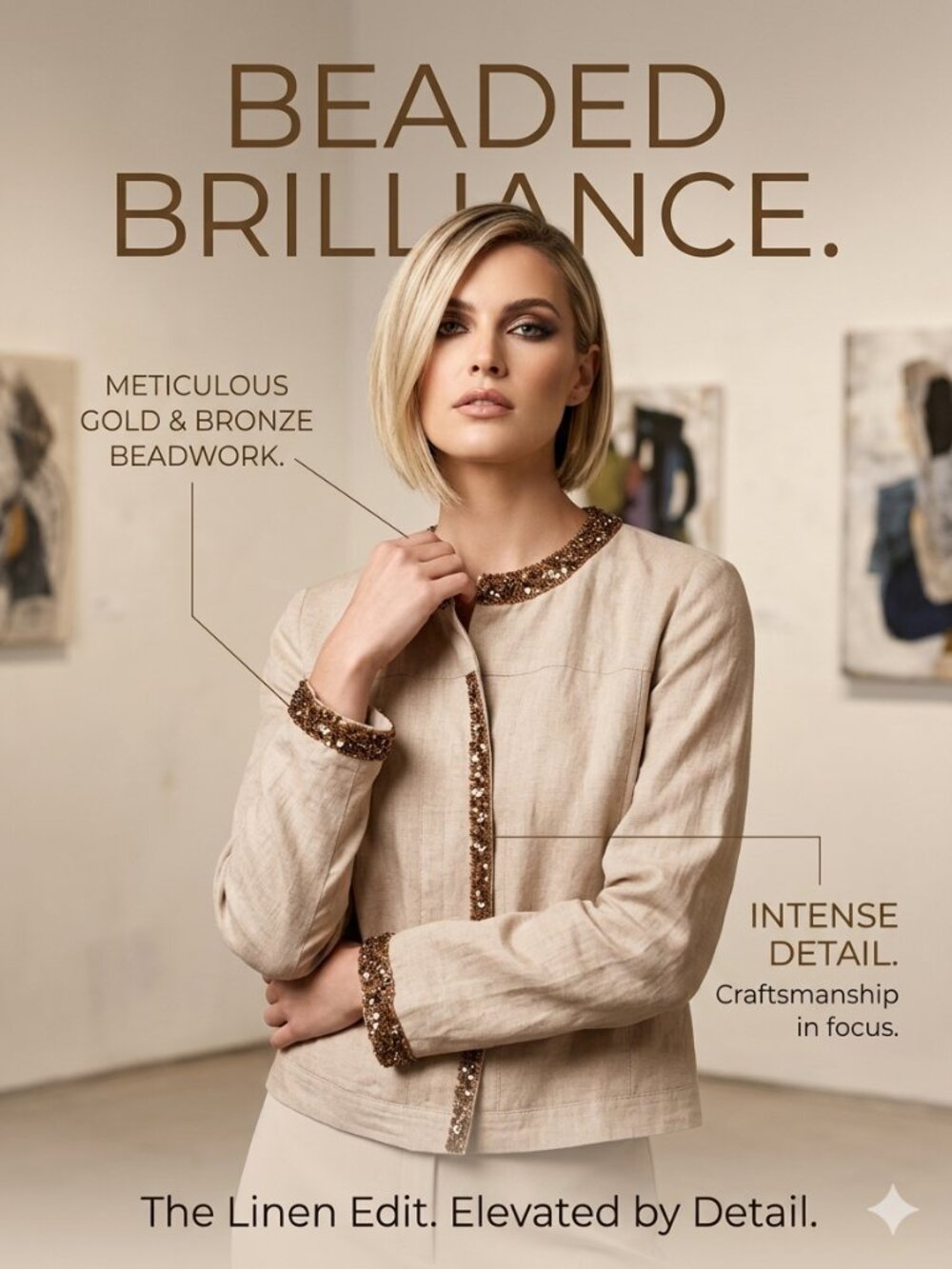 Linen Beaded Jacket-Petite